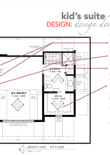 drawing of an interior space layout showing areas of a big suite by Shundra Harris Interiors